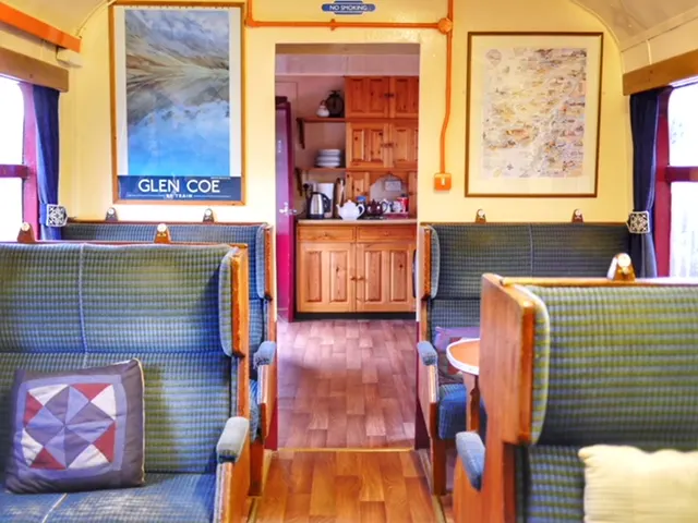 Glenfinnan Viaduct Hostel in a traincar